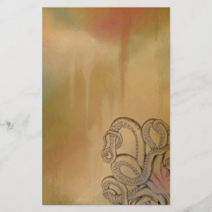 Linie, die Krake in Brown zeichnet Briefpapier