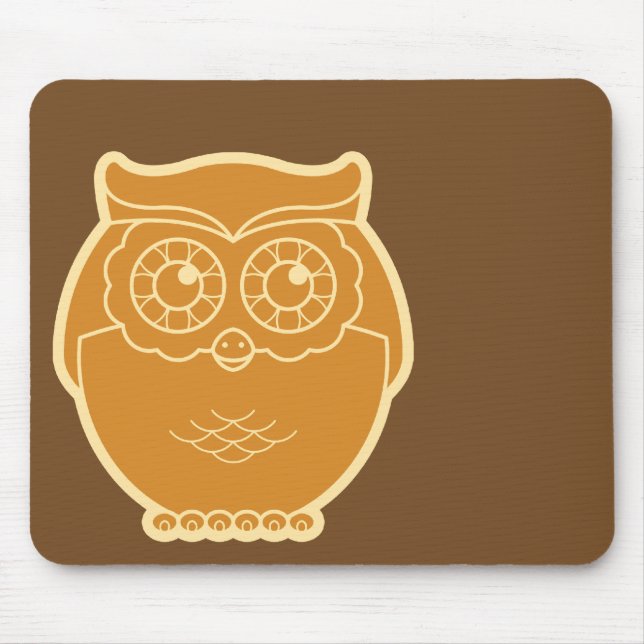 Linie Kunst-Eule Mousepad (brauner Hintergrund) (Vorne)