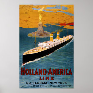 Linie Vintages Plakat Hollands Amerika wieder