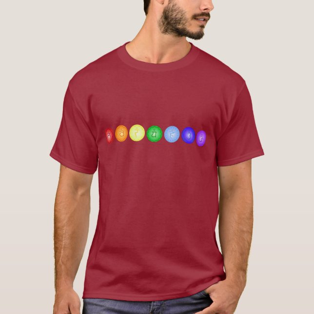 Linie von 7 Chakras T-Shirt (Vorderseite)