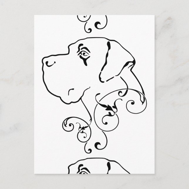 Linie Zeichnend großer Dane Head Postkarte (Vorderseite)