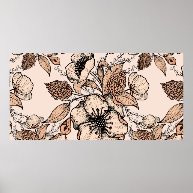 Linie zeichnend nahtloses Muster. Helle Farben. Vi Poster (Vorne)