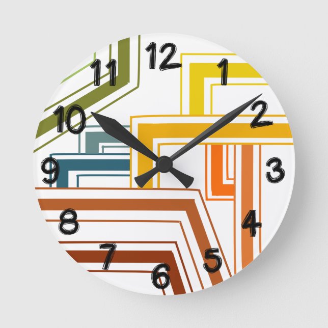 Linien der 70er Jahre Runde Wanduhr (Vorderseite)