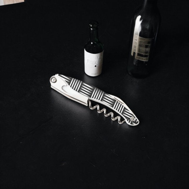 Linien, die Kunst überschneiden Kellnermesser (Corkscrew Bottle Opener)
