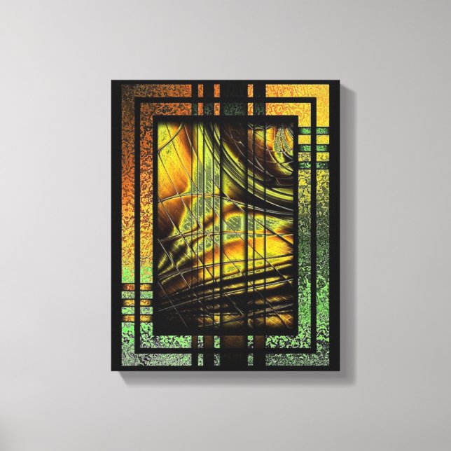 Linien in Honiggold Wrapped Canvas Leinwanddruck (Vorderseite)