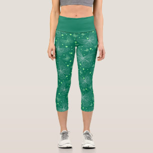 Linien Schmetterlinge mit grünem Hintergrund Capri Leggings
