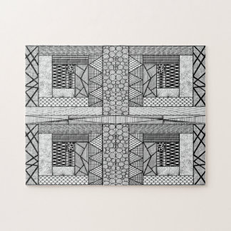 Linien und Kreise in Schwarz und Weiß Puzzle