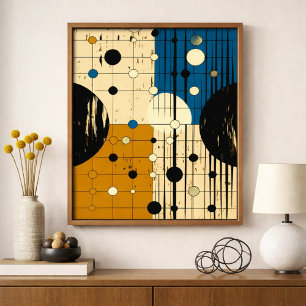 Linien und Kreise über warmen und kühlen Tönen Poster