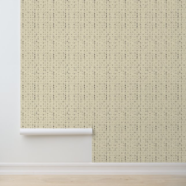 Linien und Punkte beige Tapete (Anwendung)