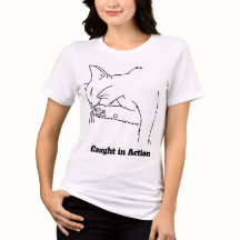 Liniengrafik-Katzen-T-Shirt | Süße weiße Katze mit