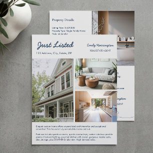 Liniengrafik-Liste Navy Immobilienmakler Flyer
