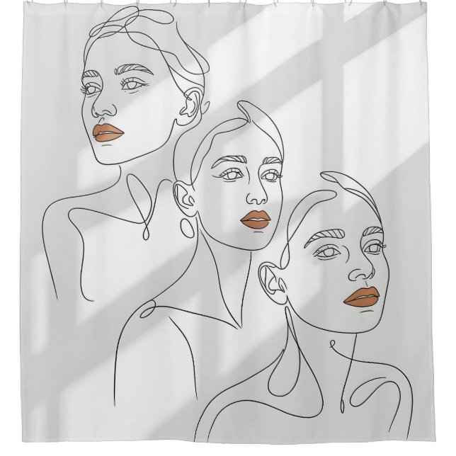 Liniengrafik Weibliches Trio Duschvorhang (Vorderseite)