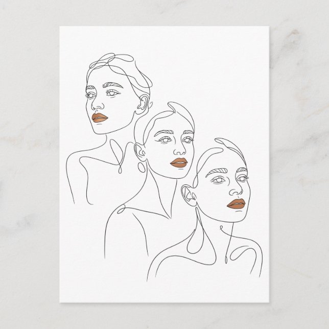 Liniengrafik Weibliches Trio Postkarte (Vorderseite)