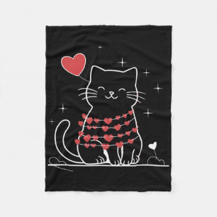 Linienherz Katze Valentinstag Tier Haustier Katzen Fleecedecke
