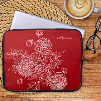 Linienillustration Florales Monogramm Laptopschutzhülle