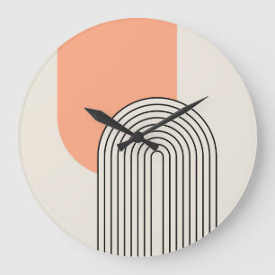 Linienkunst im Stil der Mitte des Jahrhunderts mit Große Wanduhr
