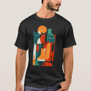 Linienkunst Katze Kätzchen Abstrakt Minimalistisch T-Shirt