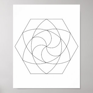 Linienkunst-Sechseckgitter Poster