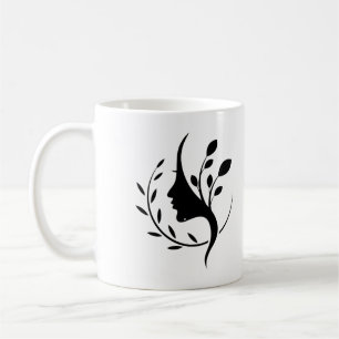 Linienkunst Weibliches Profil Botanischer Becher Kaffeetasse