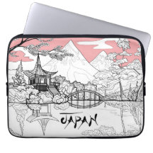 Linienmalerei des japanischen Tempelsees
