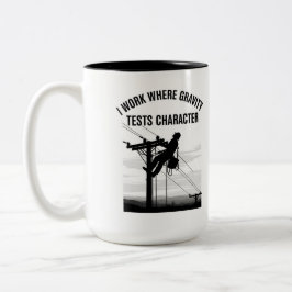 Linienmonteur-Silhouette Minimalistischer Elektrik Zweifarbige Tasse