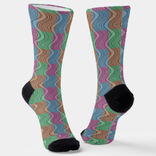 Linienmuster in blau/braun/grün/Lila Socken
