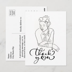 LINIENZEICHNUNG einer Frau aus den 1940er Jahren D Postkarte