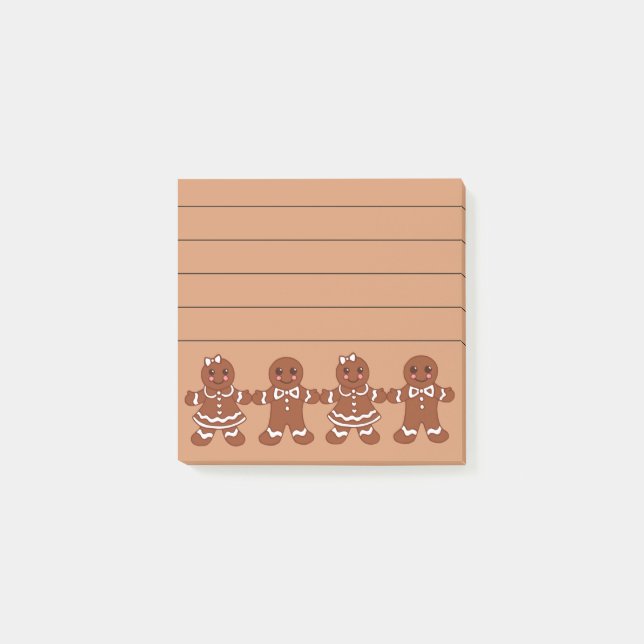 Linierte Lebkuchen-Mädchen-Jungen-Post-it-Notes Post-it Klebezettel (Vorderseite)