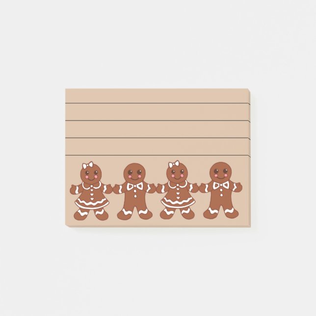 Linierte Lebkuchen-Mädchen-Jungen-Post-it-Notes Post-it Klebezettel (Vorderseite)
