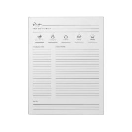Linierte Minimalistische moderne Rezept-Sheet-Cook Notizblock