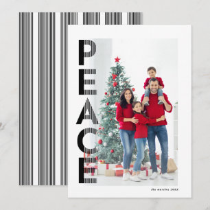 Linierte Peace Holiday Fotokarte in Schwarz Feiertagskarte