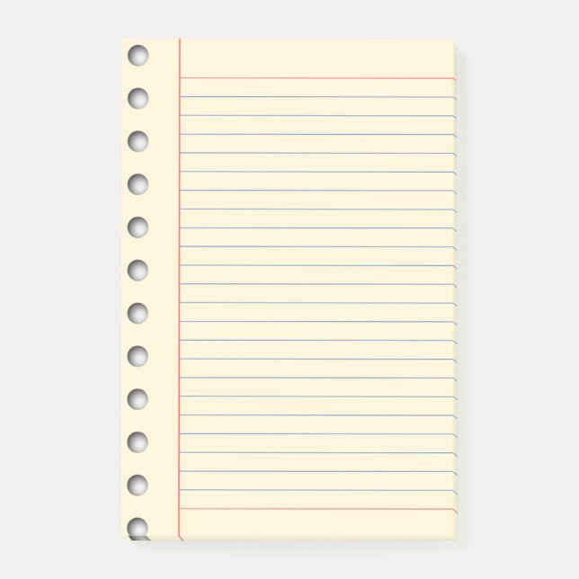 Liniiertes Papier Vintage Post-it Klebezettel (Vorderseite)