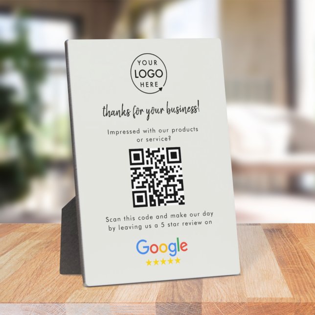 Link zur Google-Bewertung | QR Code Gray Business  Fotoplatte (Von Creator hochgeladen)