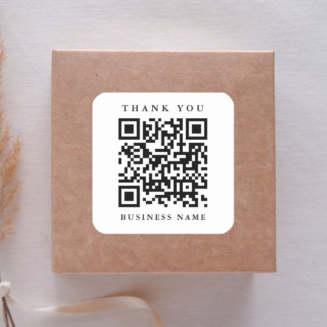 Link zur QR-Code-Website Vielen Dank Quadratischer Aufkleber (Von Creator hochgeladen)