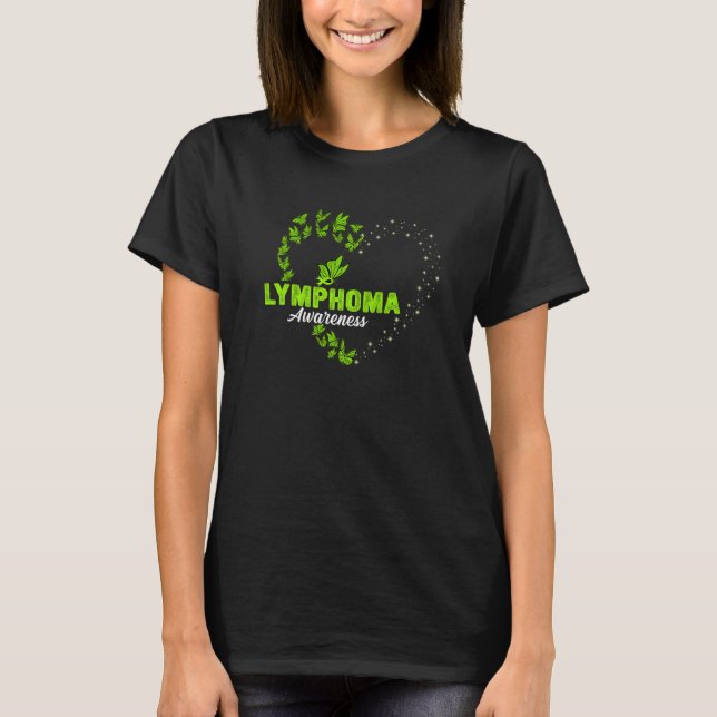 Linke Green Ribon Schmetterling Herz Leukemia Awar T-Shirt (Vorderseite)