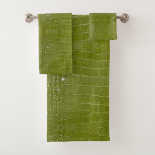 Linke grüne Alligator Textur Badhandtuch Set