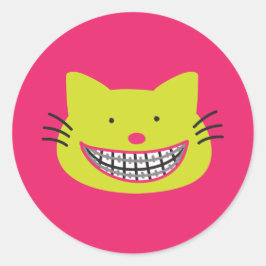 Linke Grüne Katzenhalterung Zahnspange Runder Aufkleber