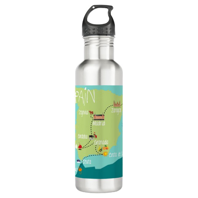 Linke Seite zur Wasser-Flasche Spaniens 2 Trinkflasche (Vorderseite)
