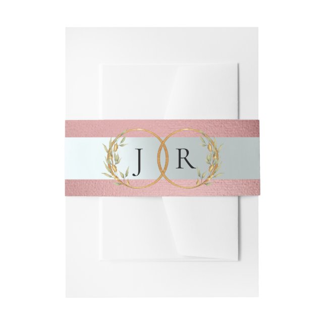Linked Leaf Monogram - Rose Gold Einladungsbanderole (Vorderseite Beispiel)