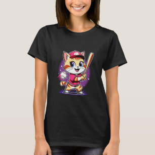 Linker Schlagmann Katzen-T-Stücke Süße Softball Ba T-Shirt
