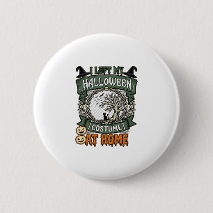 Linkes Halloween-Kostüm Zuhause Baum Katze Kürbiss Button