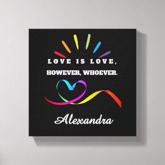 Linkes Panel - Neon-Regenbogen "Liebe ist Liebe" B Leinwanddruck