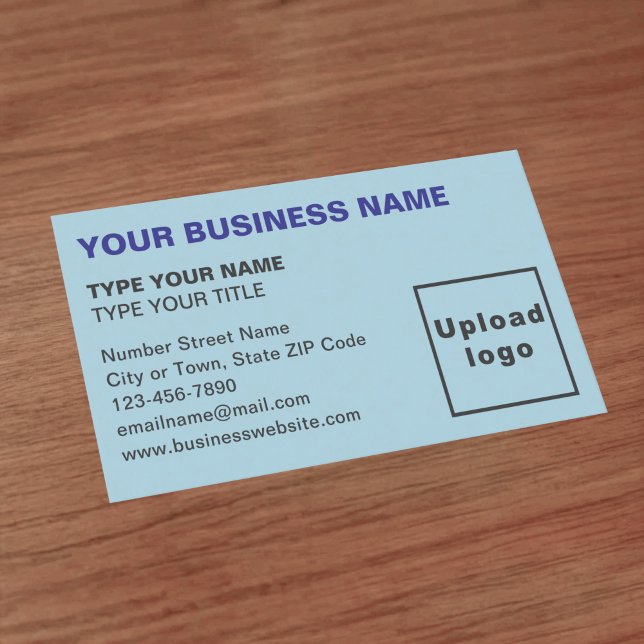 Links Alignment-Texte Light Blue Business Card Visitenkarte (Front of the business card)