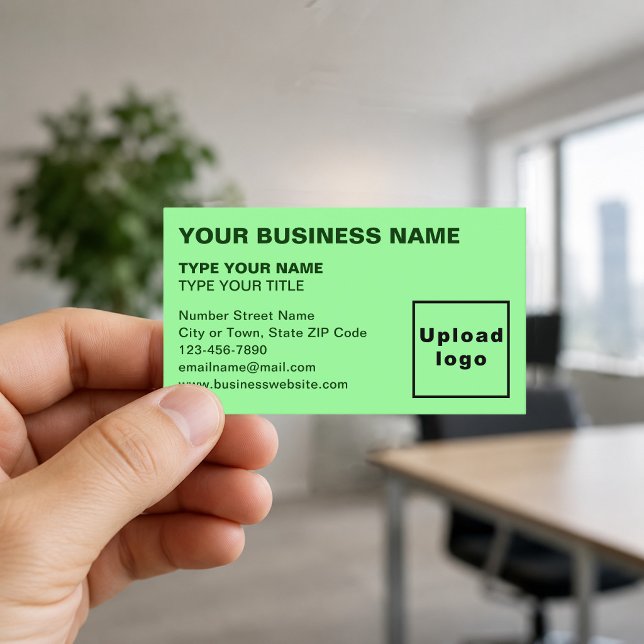 Links Alignment-Texte Light Green Business Card Visitenkarte (Front of the business card)