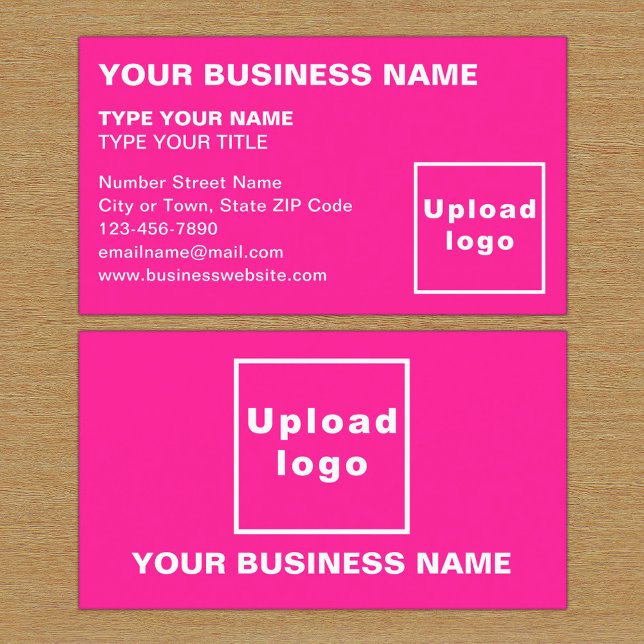 Links Alignment-Texte Pink-Visitenkarte Visitenkarte (The front and back of the pink business card)