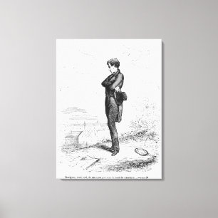 Links allein, Rastignac ging einige Schritte Leinwanddruck