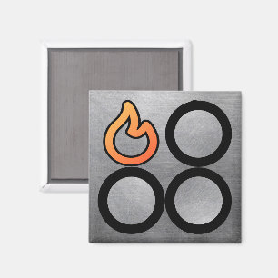 Links Branding-Kontrolle-Etikett für den Stove Kno Magnet