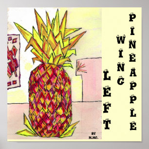 Links Flügel-Ananas Poster