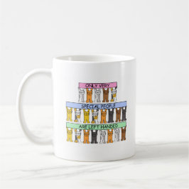 Links Handers Tag am 13. August Cartoon-Katzen Kaffeetasse