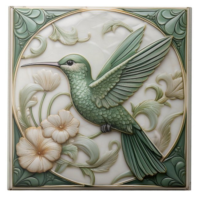Links Imitat Relief Jugendstil Hummingbird Fliese (Vorderseite)